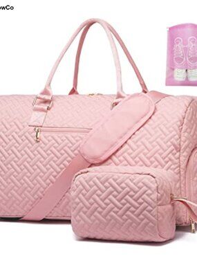 50L Travel Duffel Bag Weekender with Shoe Compartment Toiletry Bag